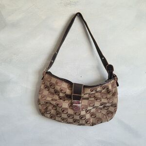 Fubu Monogram Baguette Shoulder Bag Y2k 00s Buckle Brown 12 x 7 VTG